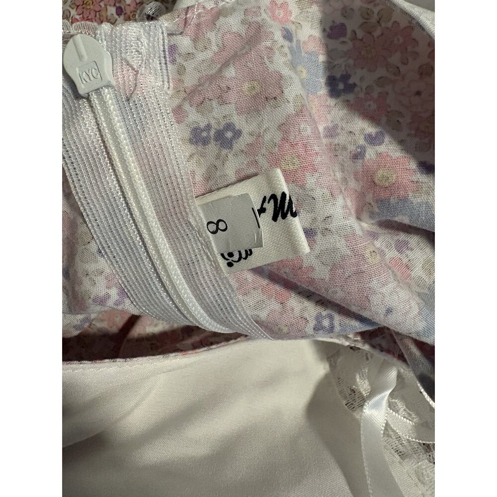 Fortmac Girls Pioneer Colonial Costume Prairie Dress Apron Bonnet Pink Floral 8 - Picture 3 of 4